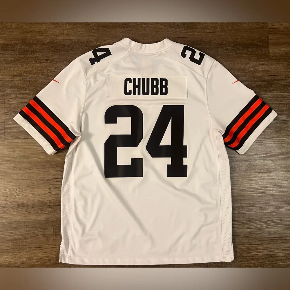 Cleveland Browns Football Jersey Mens XL‎ White NFL Nike Nick Chubb 24 1946 A11